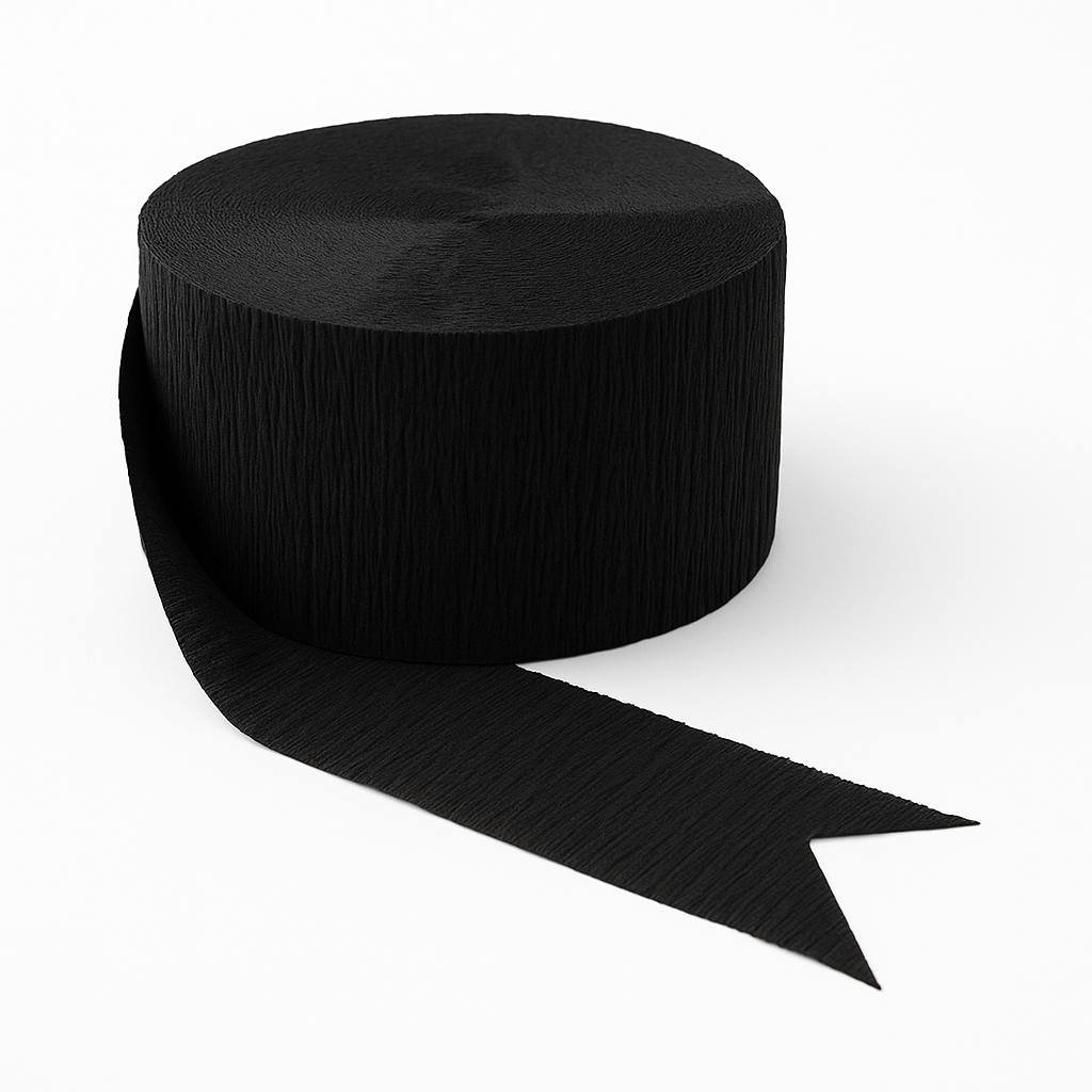 Classic Black Crepe Paper Streamer - 81 Feet