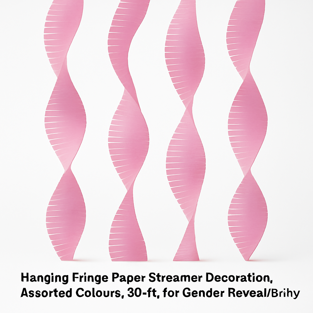 Bright Pink Fringe Crepe Streamer - 30 ft