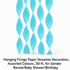 Caribbean Blue Wide Fringe Crepe Streamer - 30 ft