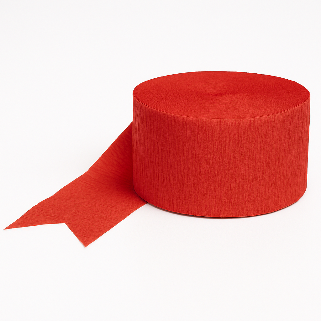 Vibrant Red Crepe Streamer Roll | 81ft.