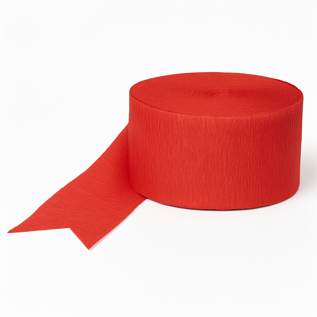 Vibrant Apple Red Crepe Streamers - 81 Feet