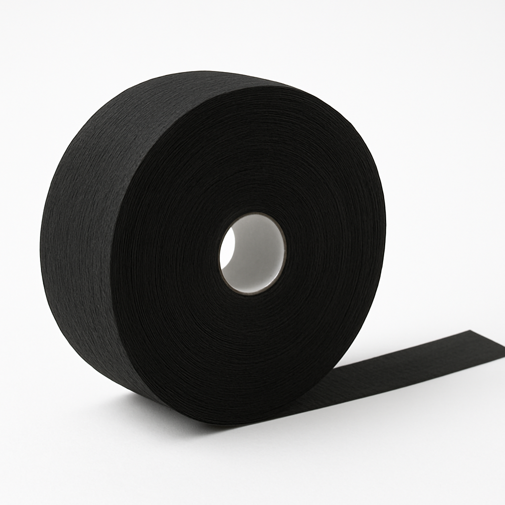 Jumbo Black Crepe Paper Streamer - 500ft