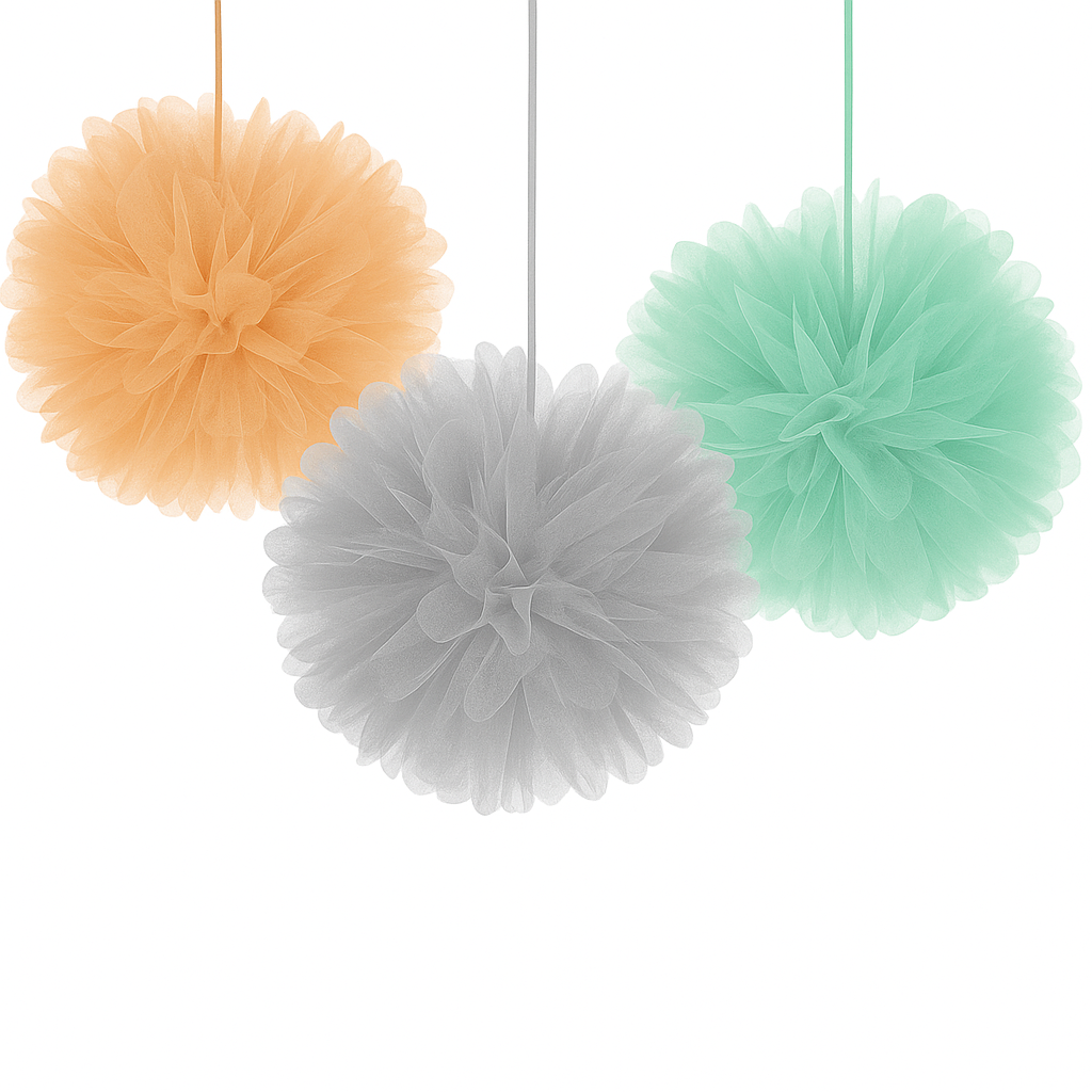Soft Jungle Tulle Fluffy Decorations for Baby Shower - 3 Pack