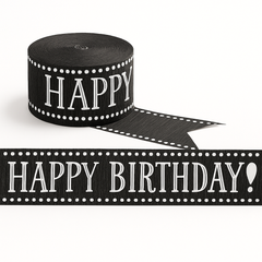 "Happy Birthday" Chalkboard-Style Crepe Paper Streamer, 81 ft