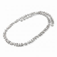 Black and Silver "Happy New Year" Beaded Necklace - 32 inches