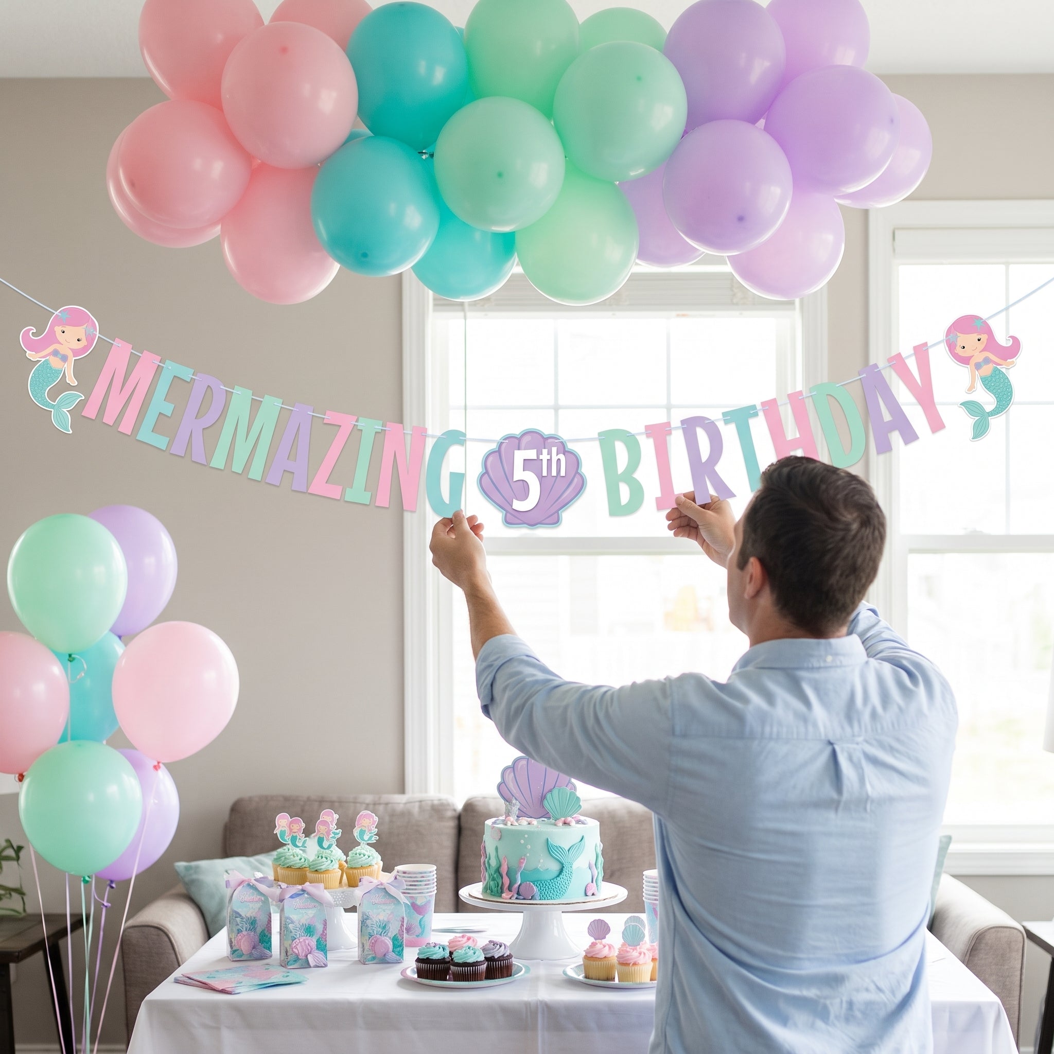 Mermazing Birthday Banner - Add Personalized Age