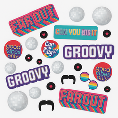 "Good Vibes Only" 70s Party Cutout Decorations, 30-Pack