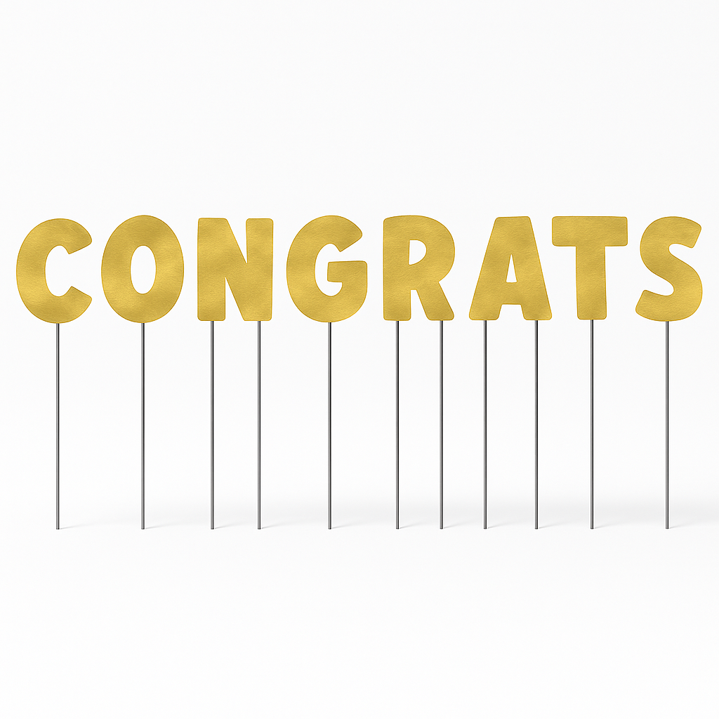 Metallic Gold "Congrats" Outdoor Yard Sign Set