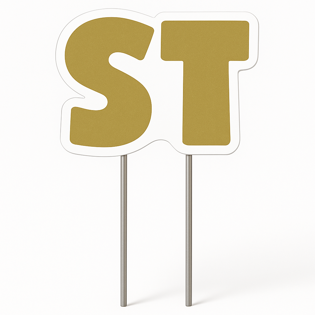 Gold "ST" Yard Sign for Birthdays