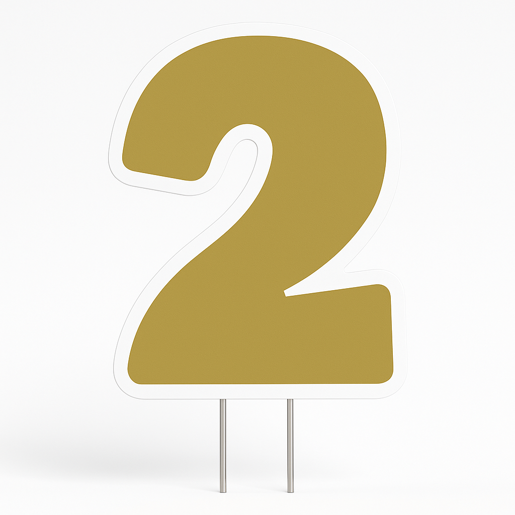 Gold Number 2 Yard Sign - Perfect for Birthdays and Celebrations