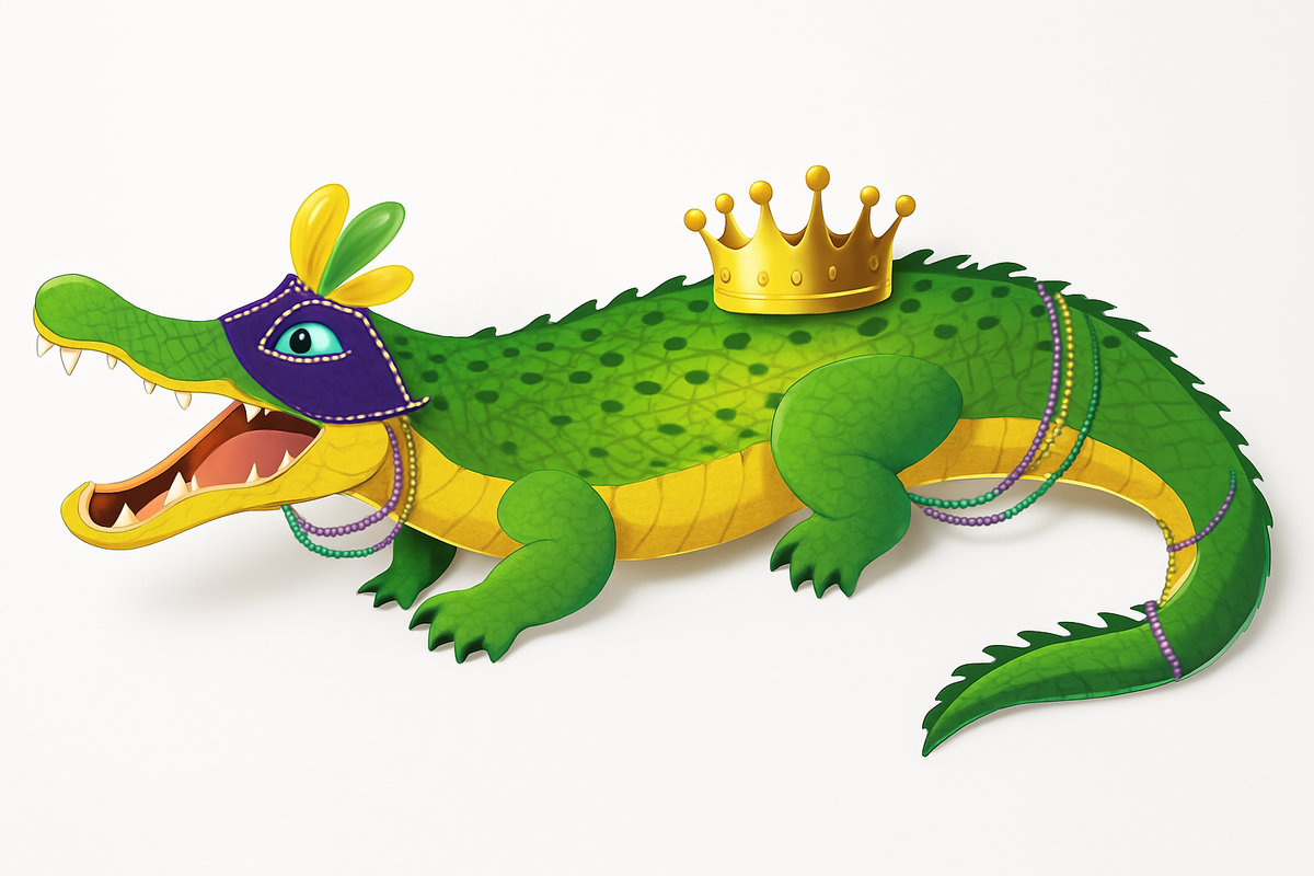 Large Jointed Alligator Decoration for Mardi Gras Masquerade
