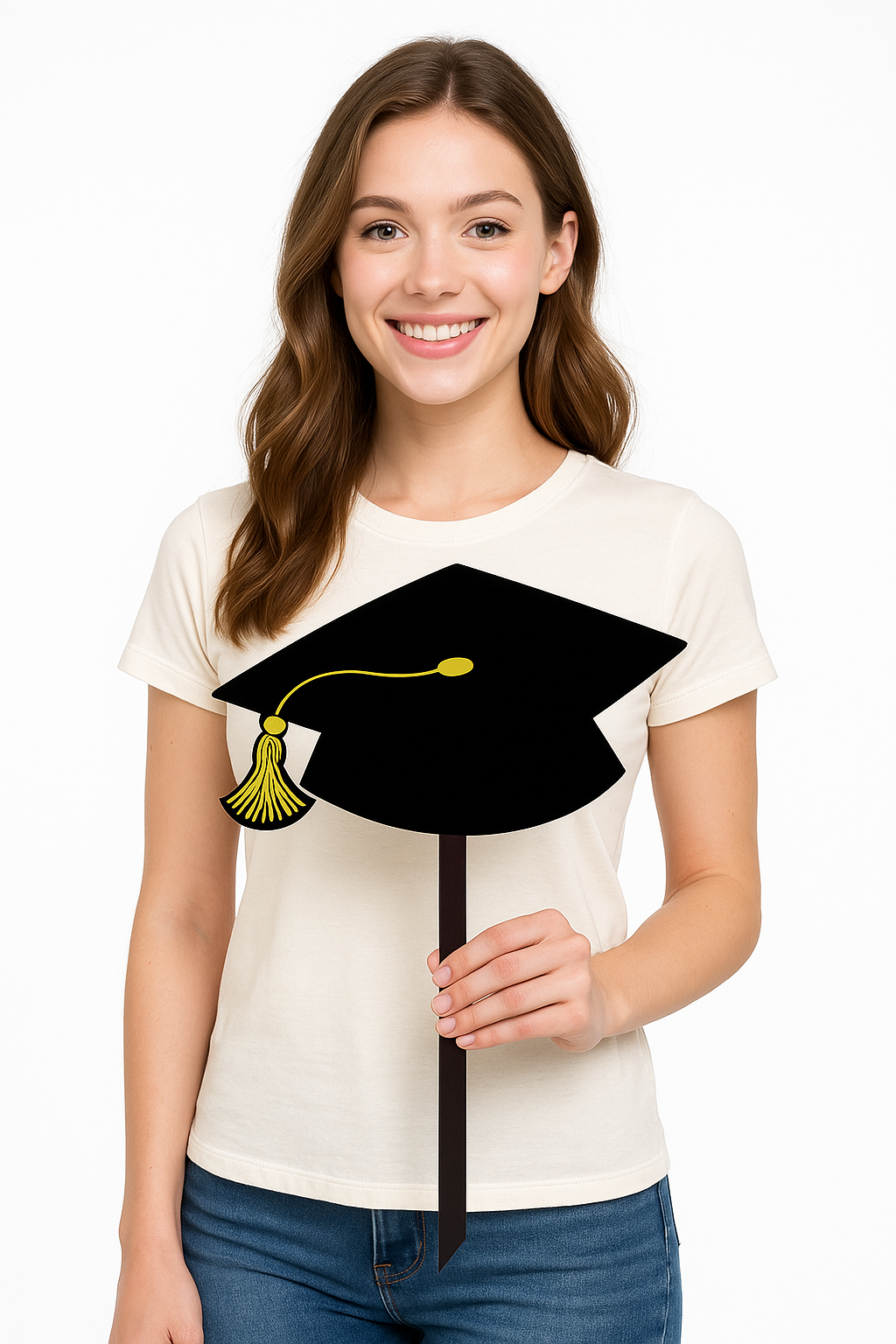 Graduation Cap Lawn Sign - Black & Gold Outdoor Decoration