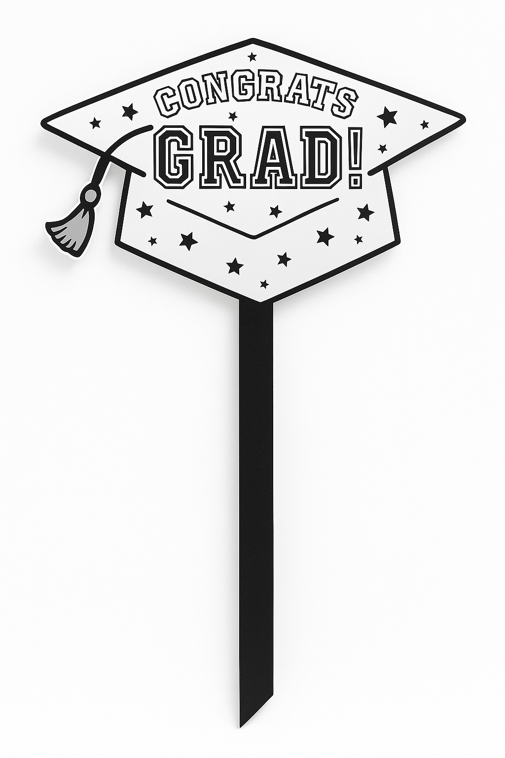 "Congrats Grad" White Lawn Sign with Stake