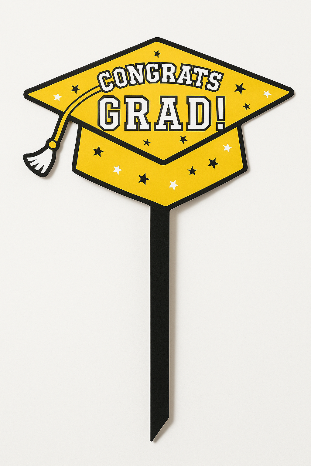 "Congrats Grad" Yellow Lawn Sign for Graduation Celebrations