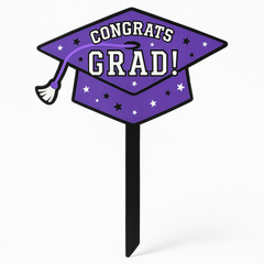 "Congrats Grad" Purple Lawn Sign for Graduation Celebrations