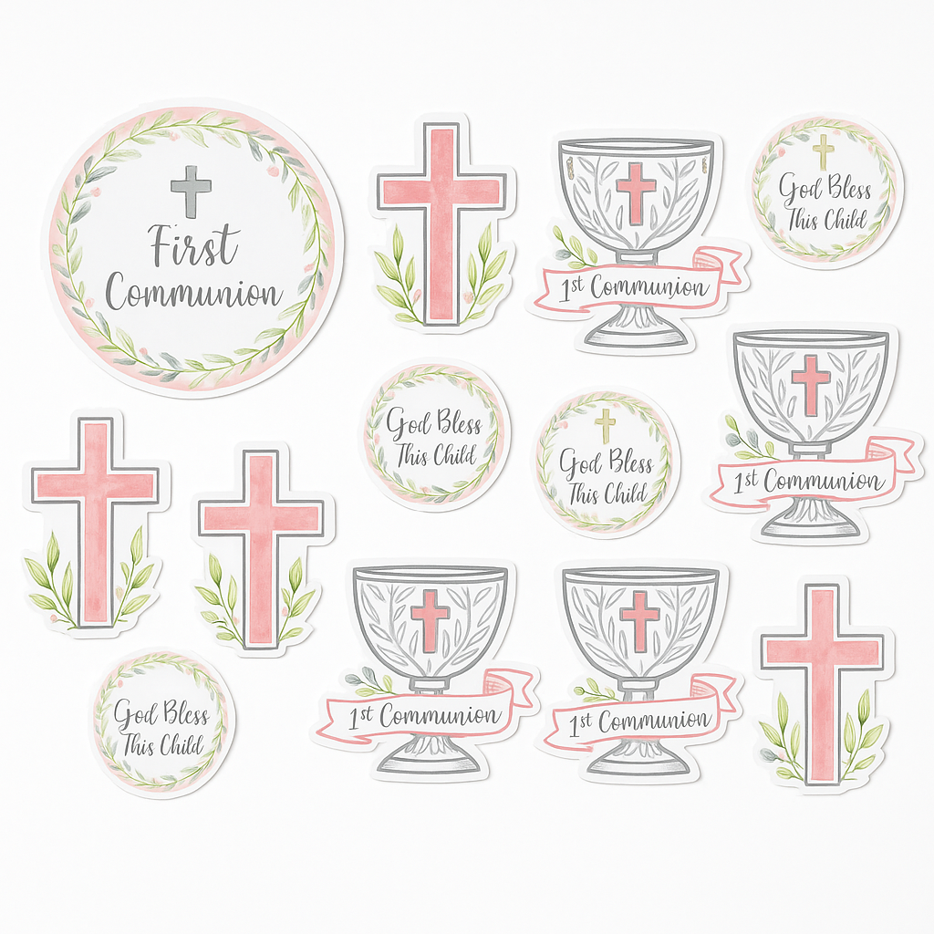 Pink Communion Cutout Decorations - 12 Pack