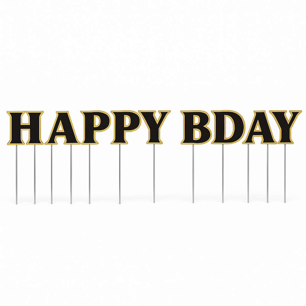 "Better with Age" Birthday Yard Sign - Black/Gold, 9-Piece Set
