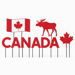 Canada Day Yard Sign Set - 9-Piece Patriotic Lawn Decorations