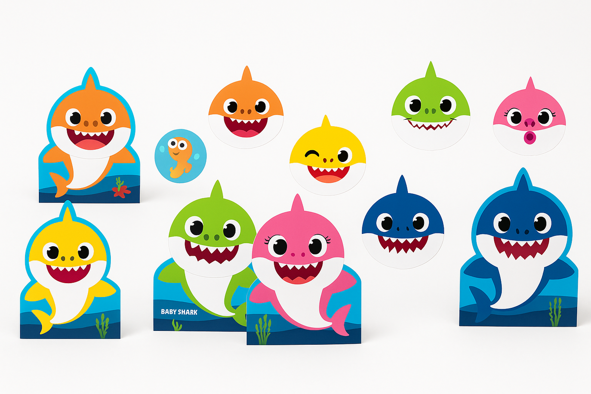 Baby Shark Cardstock Cutout Decorations, 12-Pack