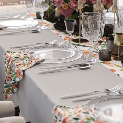 10 In. Clear/Silver Petal Plates | 20 Count
