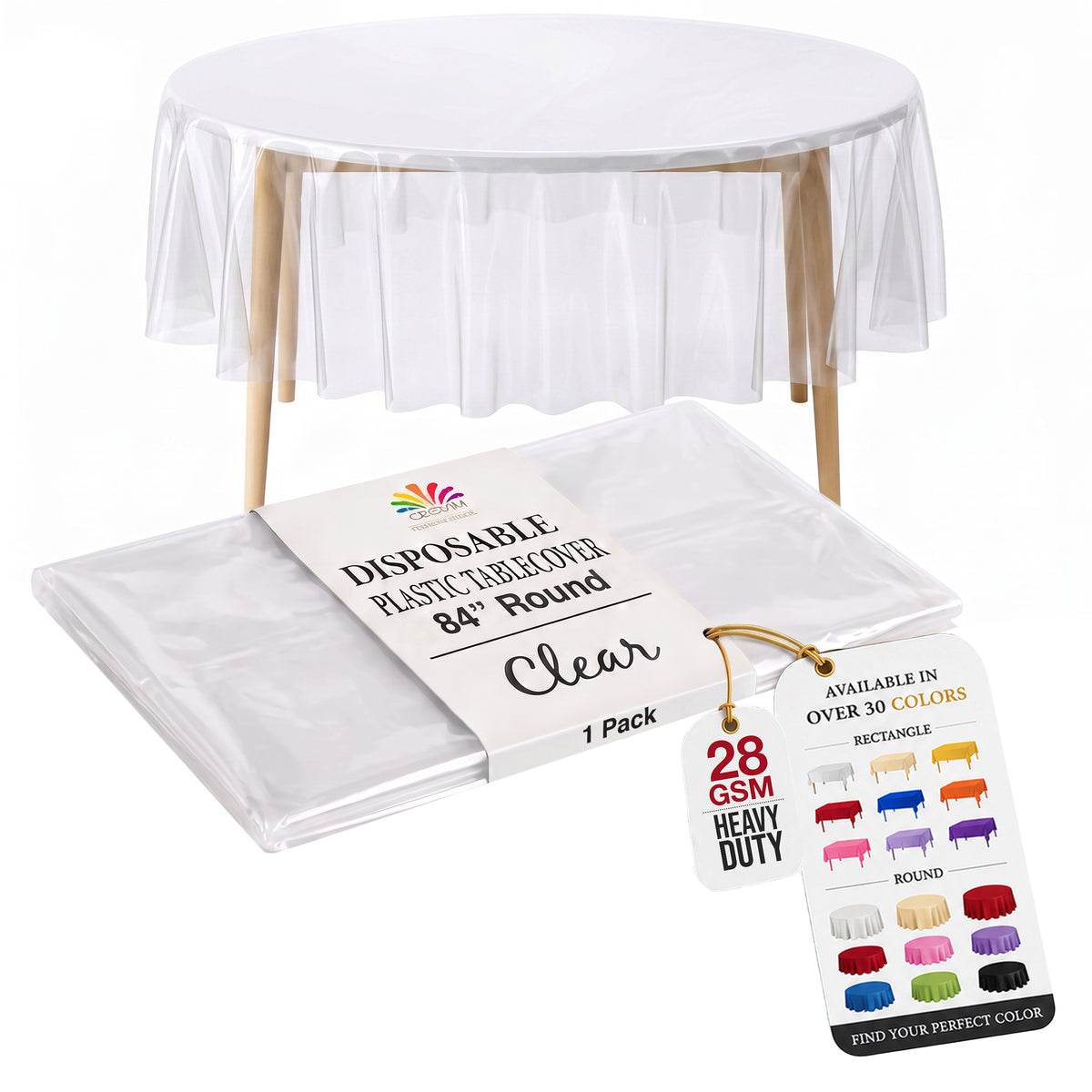Round Clear Plastic Table Cover | 84 in.