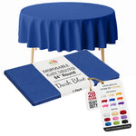 Dark Blue Round Plastic Table Cover | 84 in.