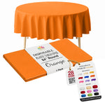 Round Orange Plastic Table Cover | 84 in.
