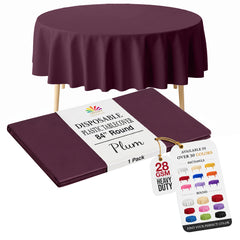 Plum Round Plastic Table Cover | 84 in.