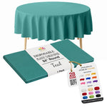 Round Teal Plastic Table Cover | 84 in.