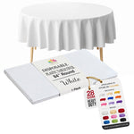 Round White Plastic Table Cover | 84 in.