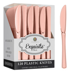 Exquisite Classic Rose Gold Plastic Knives | 120 Count
