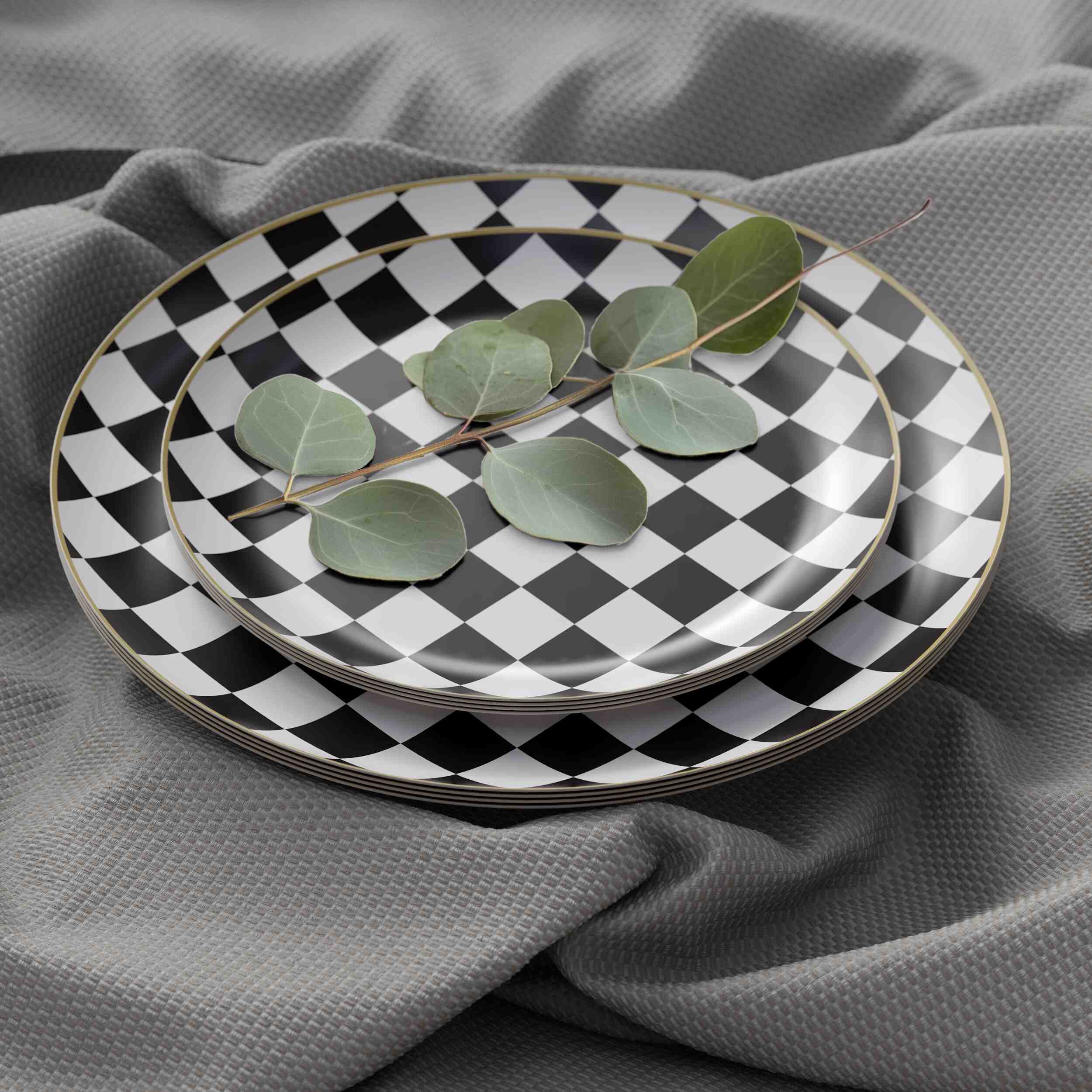 8 In. Earthtrends Checkered Design Plates | 20 Count