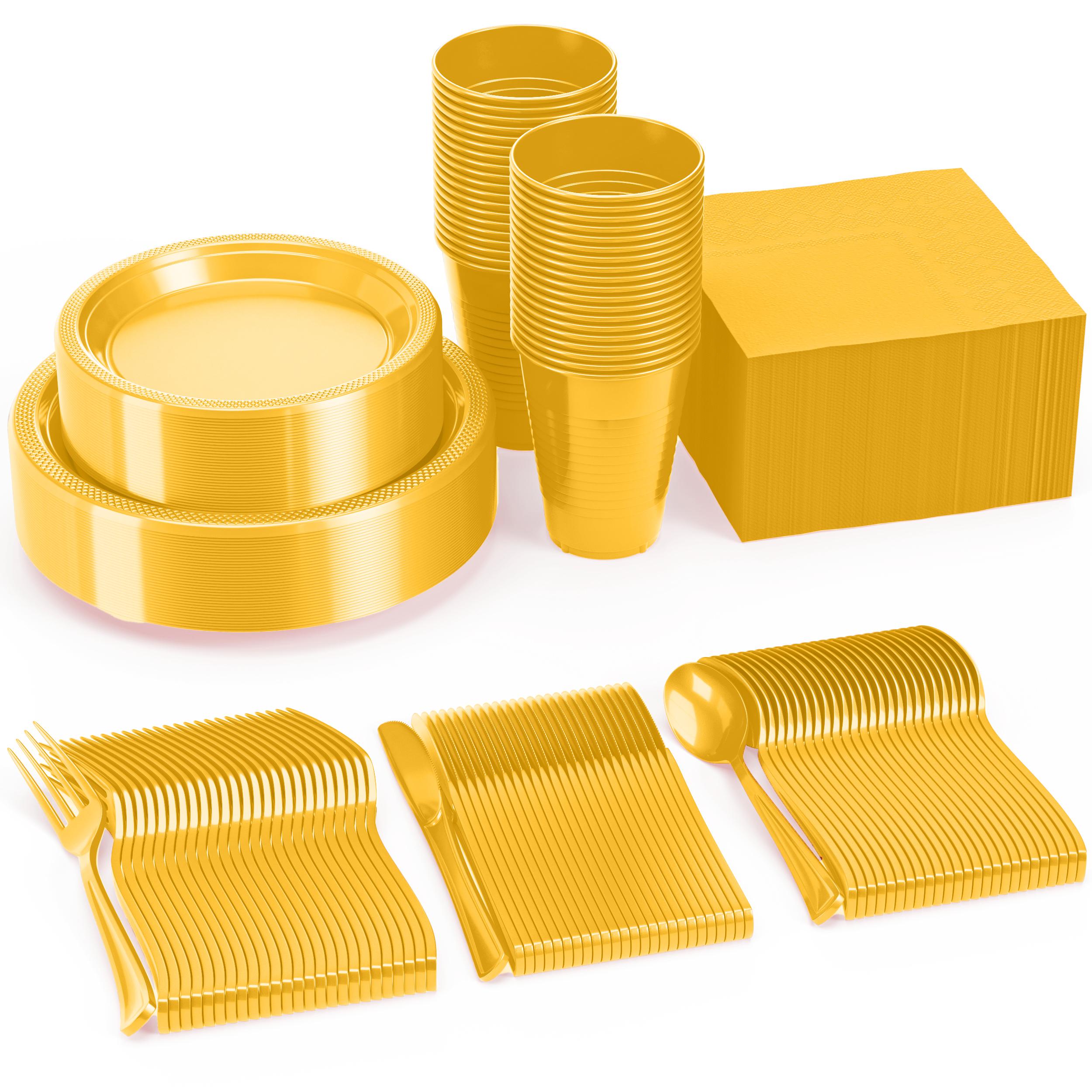 182 Pcs Yellow Plastic Dinnerware Set | Setting for 26