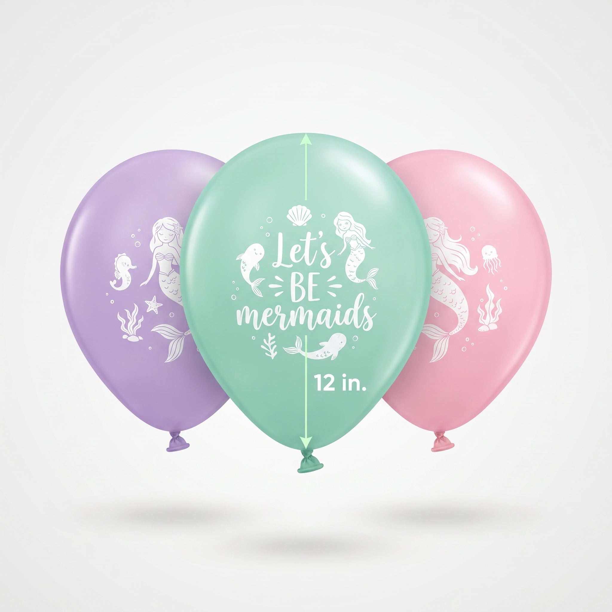 Enchanting Mermaid Printed Latex Balloons - Pack of 12