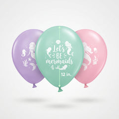 Enchanting Mermaid Printed Latex Balloons - Pack of 12