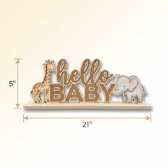 Jungle Safari "Hello Baby" Standing Sign for Baby Shower