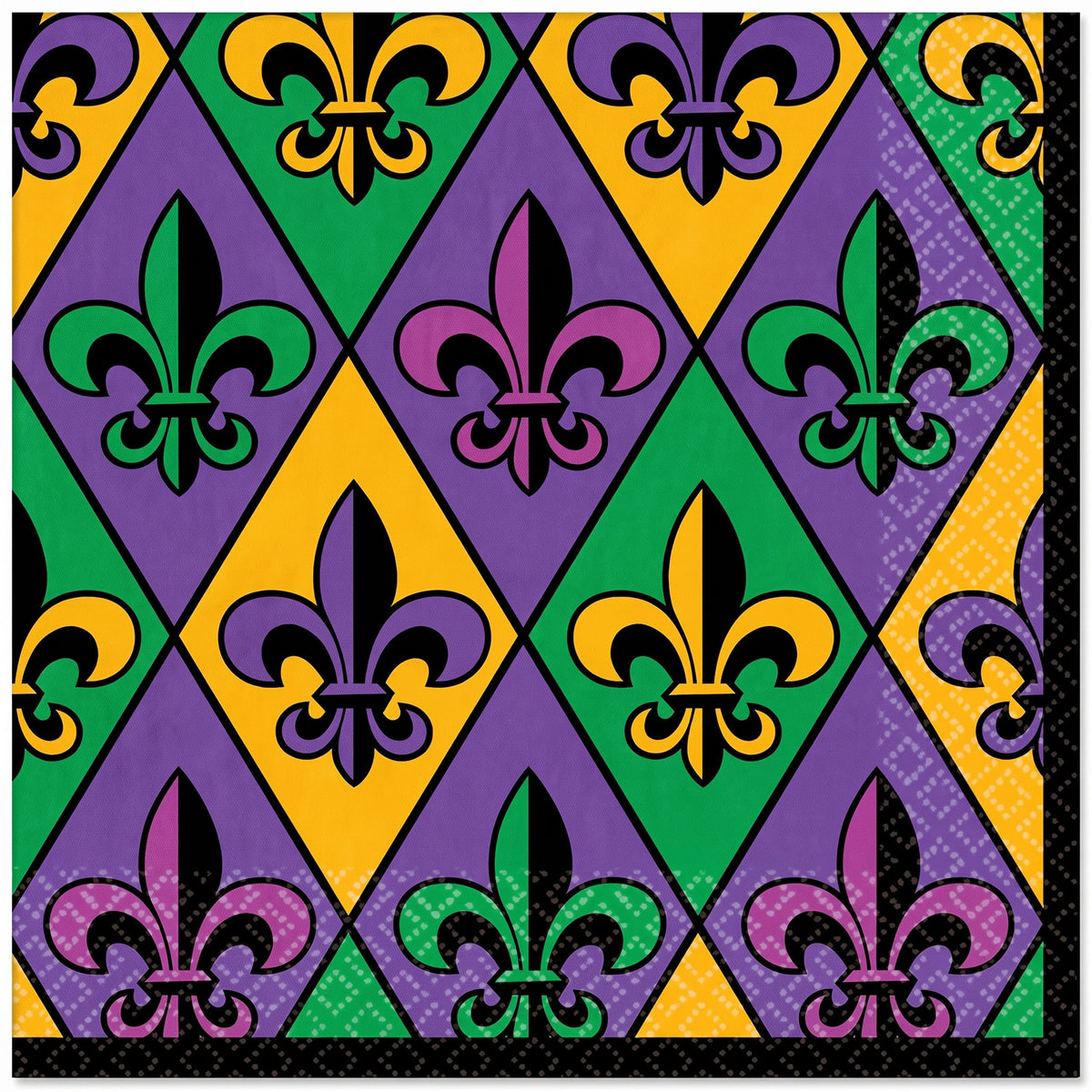 Mardi Gras Fleur-de-Lis Lunch Napkins - 6.5 In. x 6.5 In. - 36 Pack