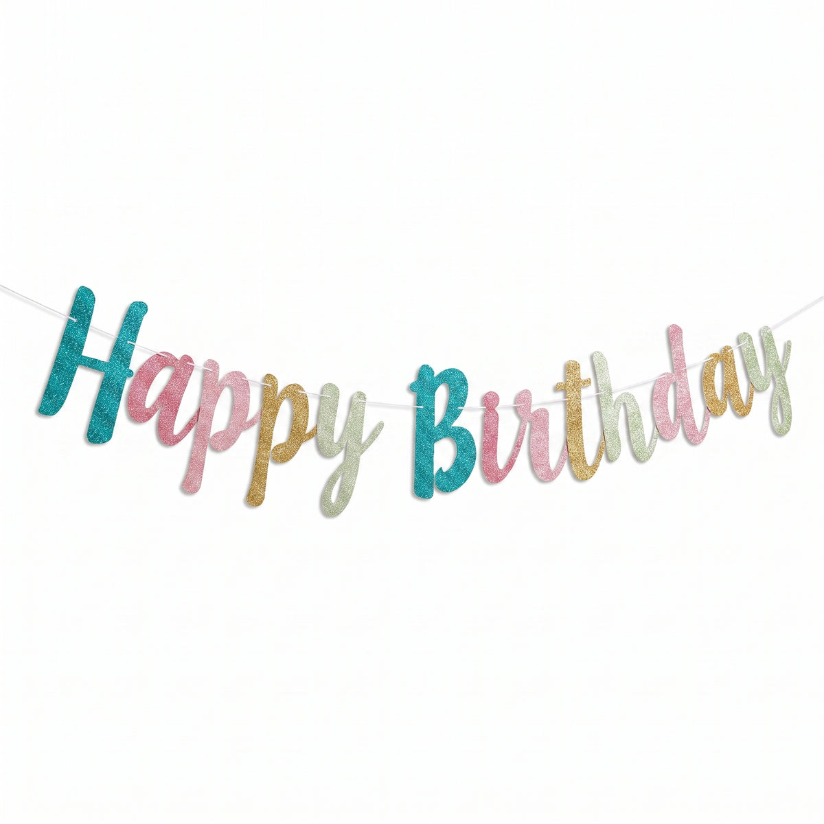 Vibrant "Happy Birthday" Glitter Letter Banner Decoration