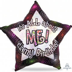 Star-Shaped Foil Balloon - It's All About Me Birthday