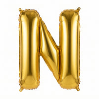 Gold Metallic Foil Letter "N" Balloon - Air Filled