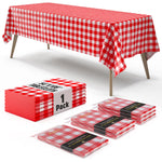Red Gingham Plastic Table Cover - 54 In. x 108 In.