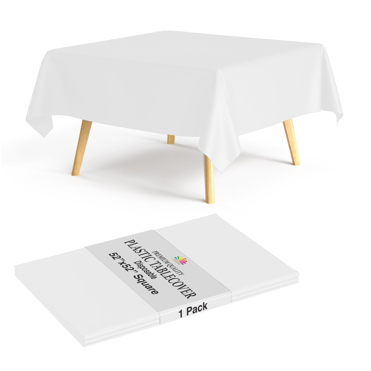 Premium Square White Table Cover 52" x 52" | 1 Pack