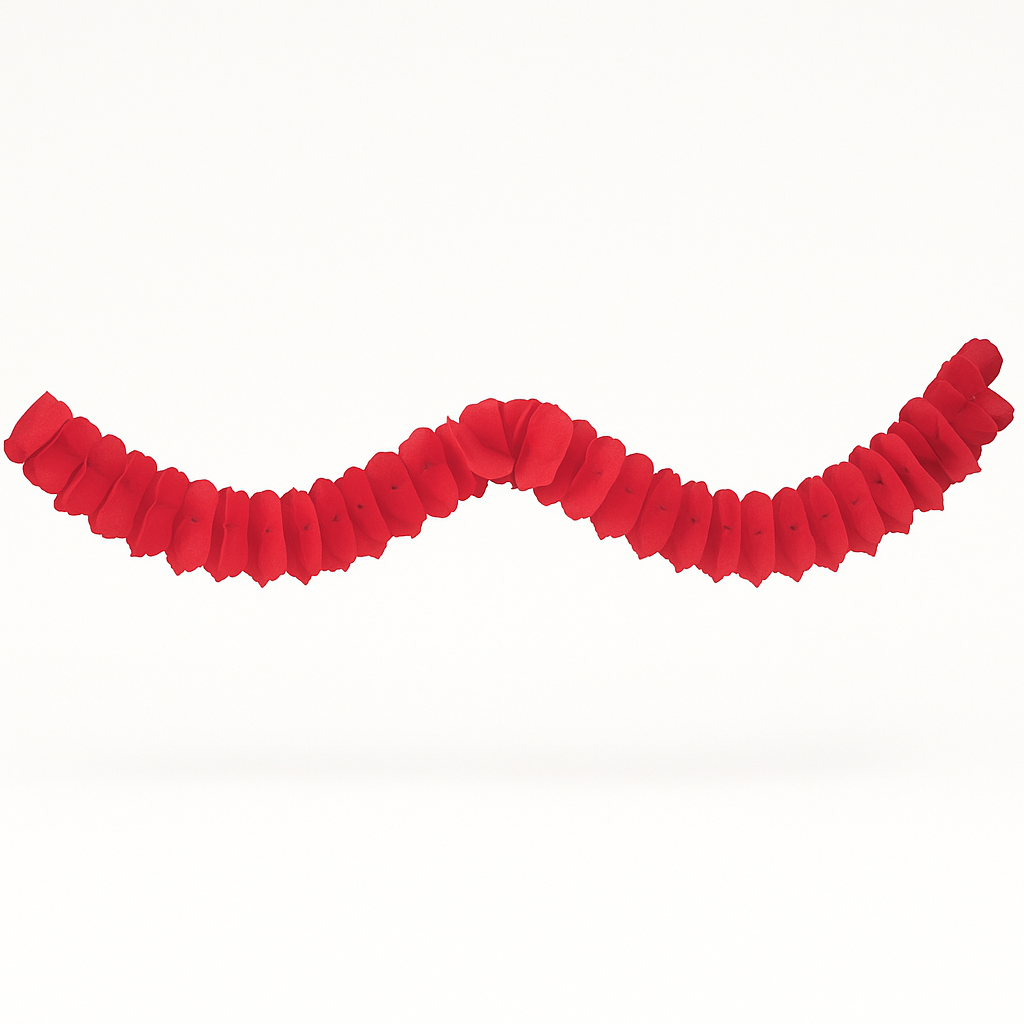 Vibrant Red Tissue Paper Garland - 12 ft