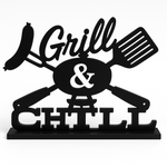Grill & Chill MDF Tabletop BBQ Sign
