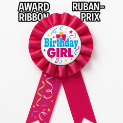 "Birthday Girl" Award Ribbon - Festive Pink Wearable Party Accessory