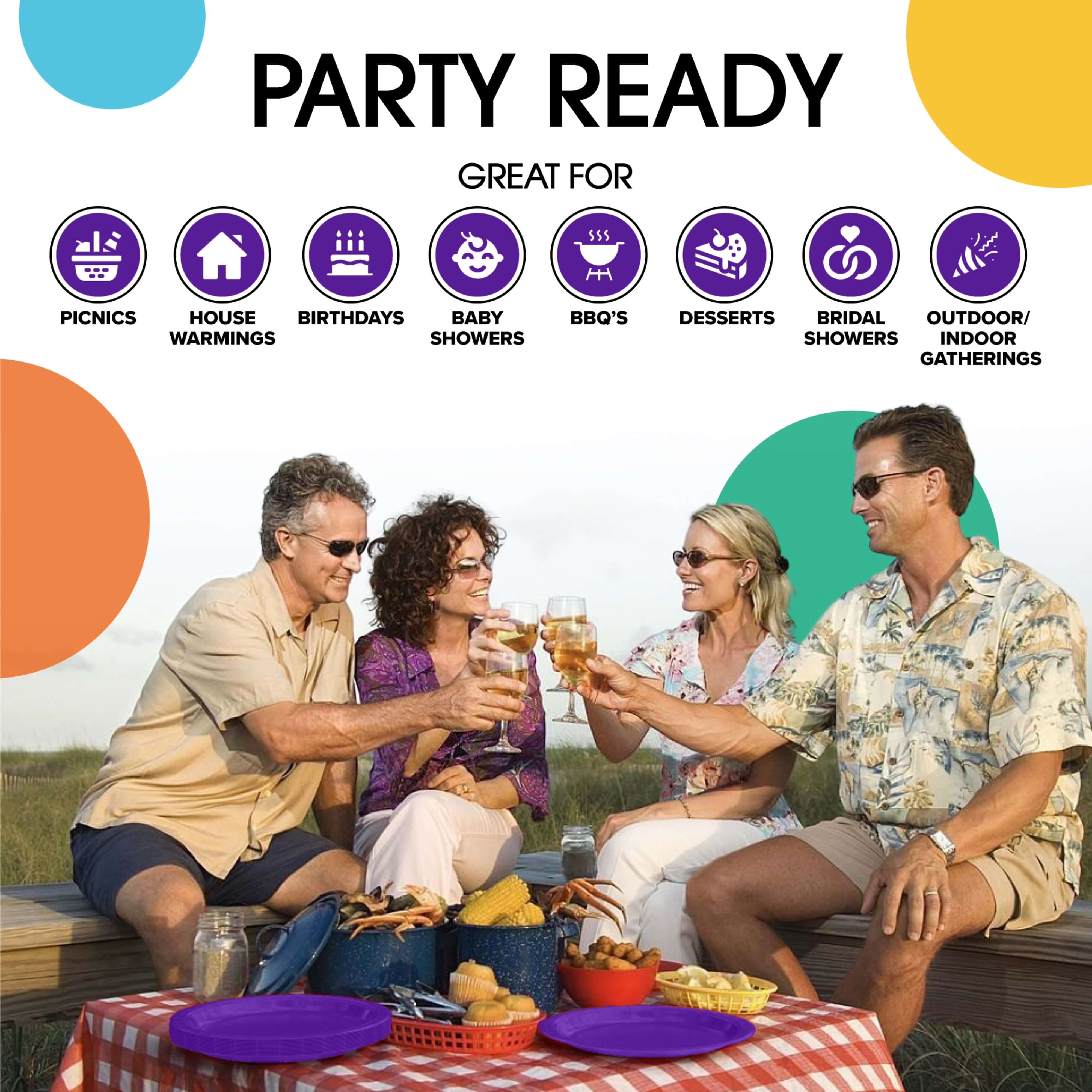 7 In. Purple Paper Plates - 50 Ct.