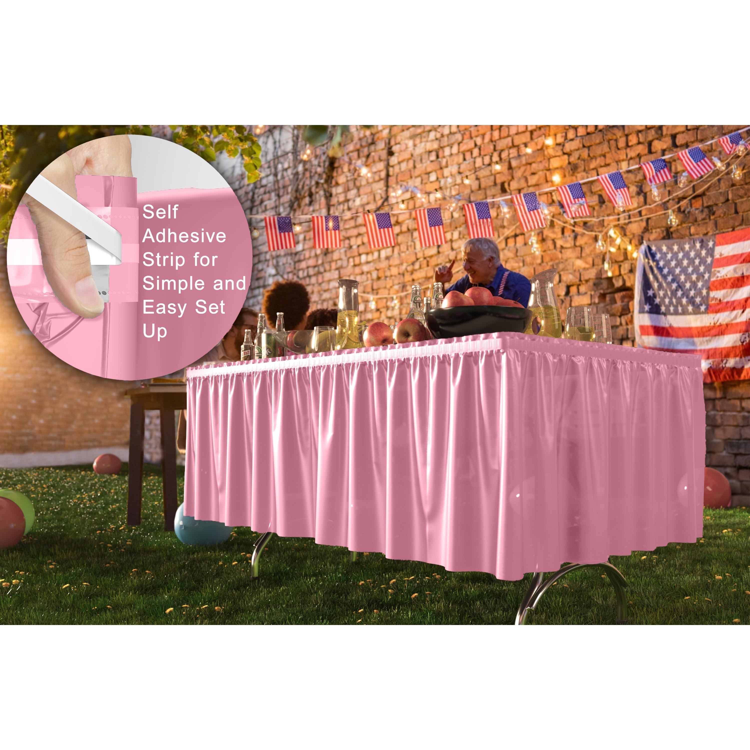 Pink Plastic Table Skirt | Case of 48