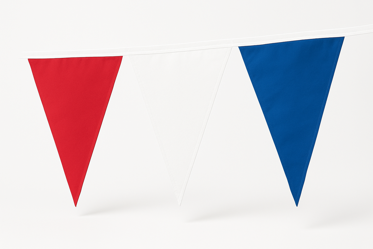 Patriotic Red, White & Blue Pennant Banner - 30ft