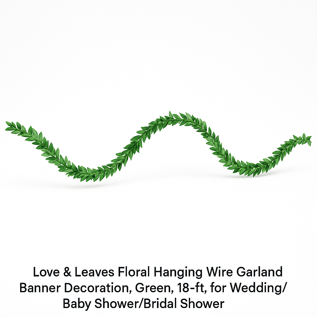 Love & Leaves Wire Leaf Garland for Weddings - 18 ft