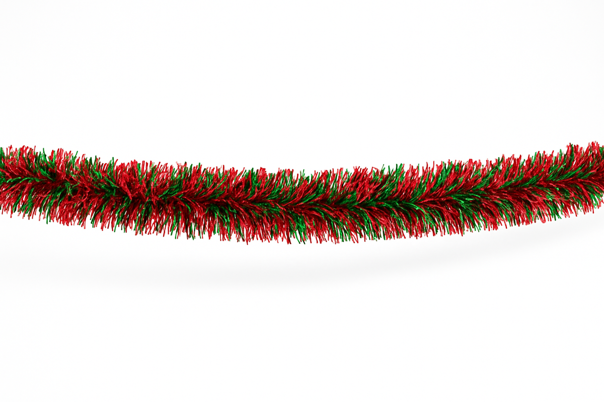 Festive Giant Red & Green Tinsel Garland - 9 ft Christmas Decor